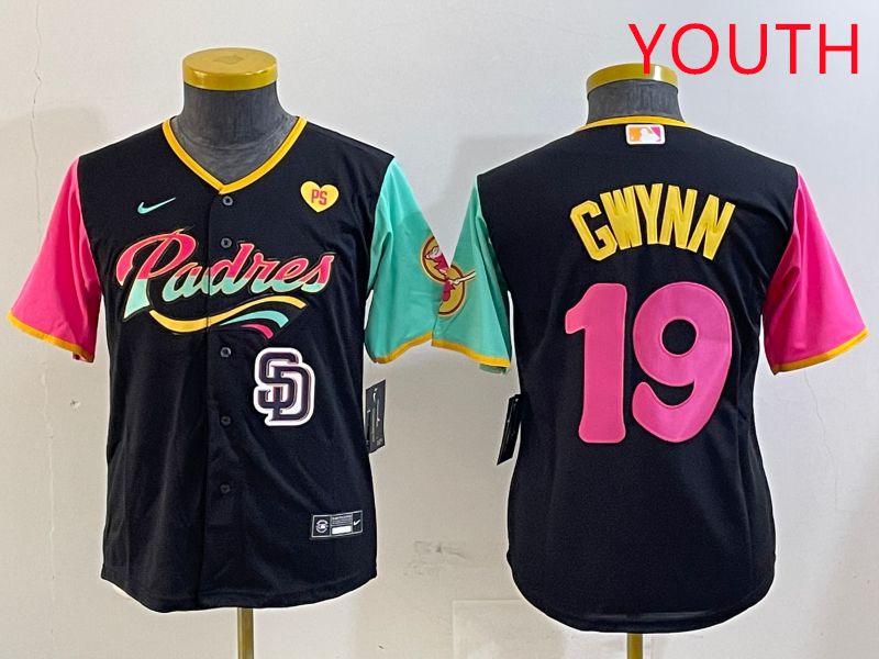 Youth San Diego Padres #19 Gwynn Black City Edition Game 2025 Nike MLB Jersey style 16->youth mlb jersey->Youth Jersey